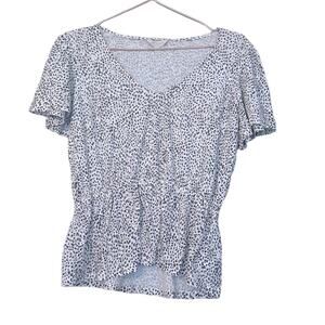 Lucky Brand Cheetah Print Peplum Top - White & Black